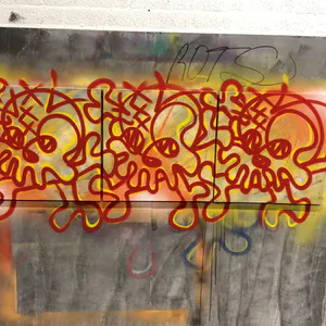 Skull red/yellow canvas