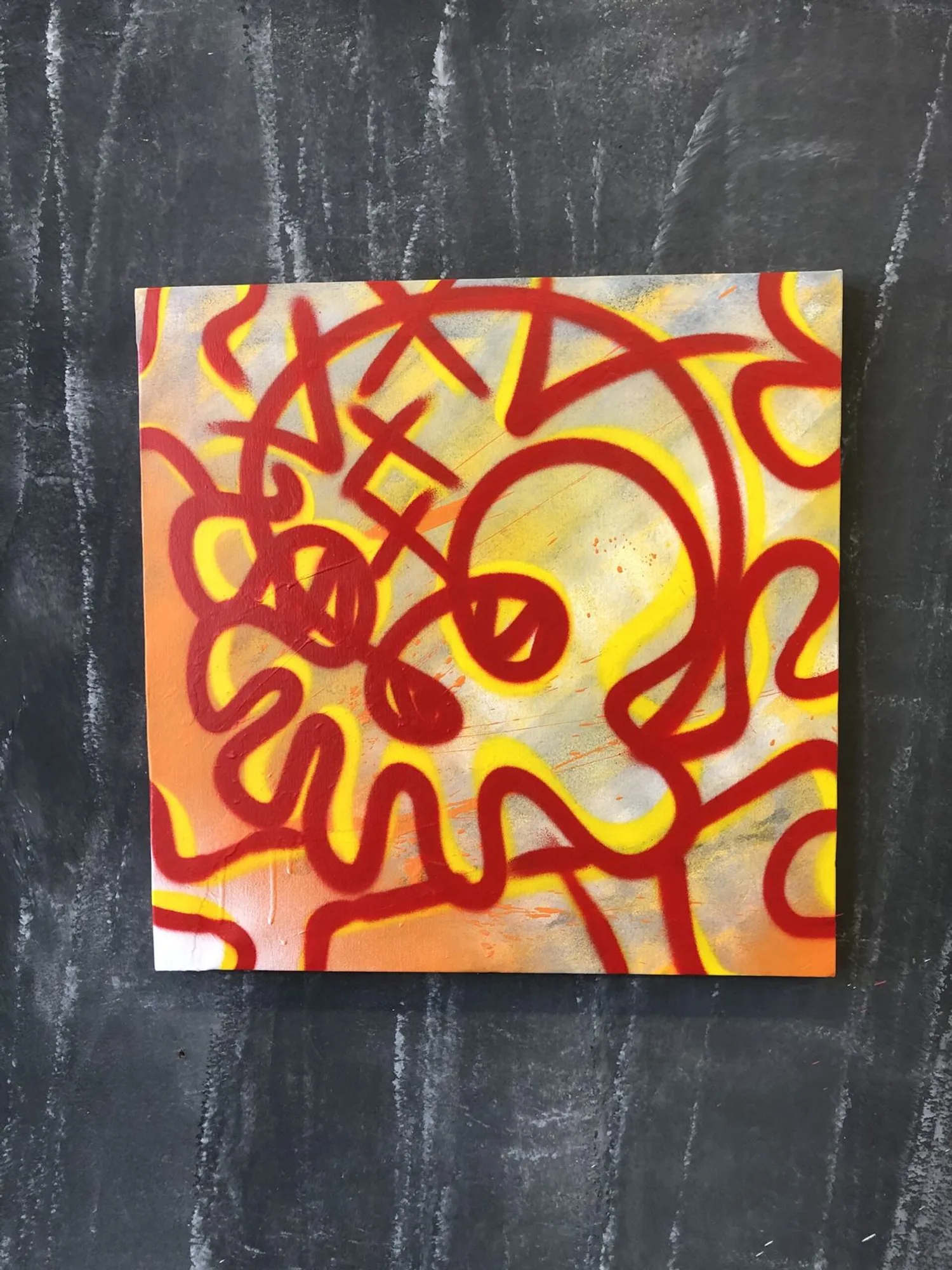 Skull red/yellow canvas