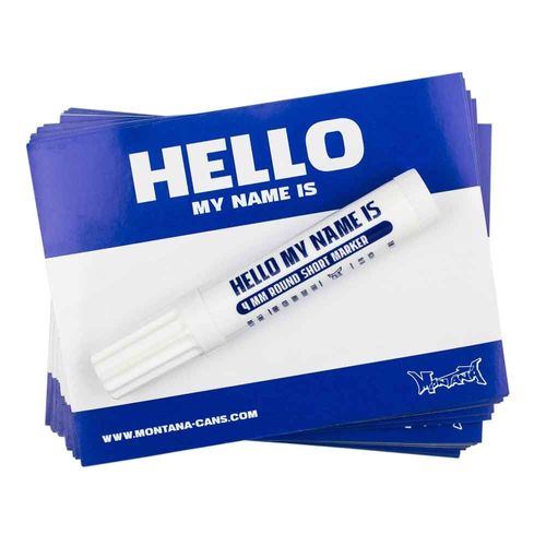 Hello My Name is Stickers - Blue - Montana Cans