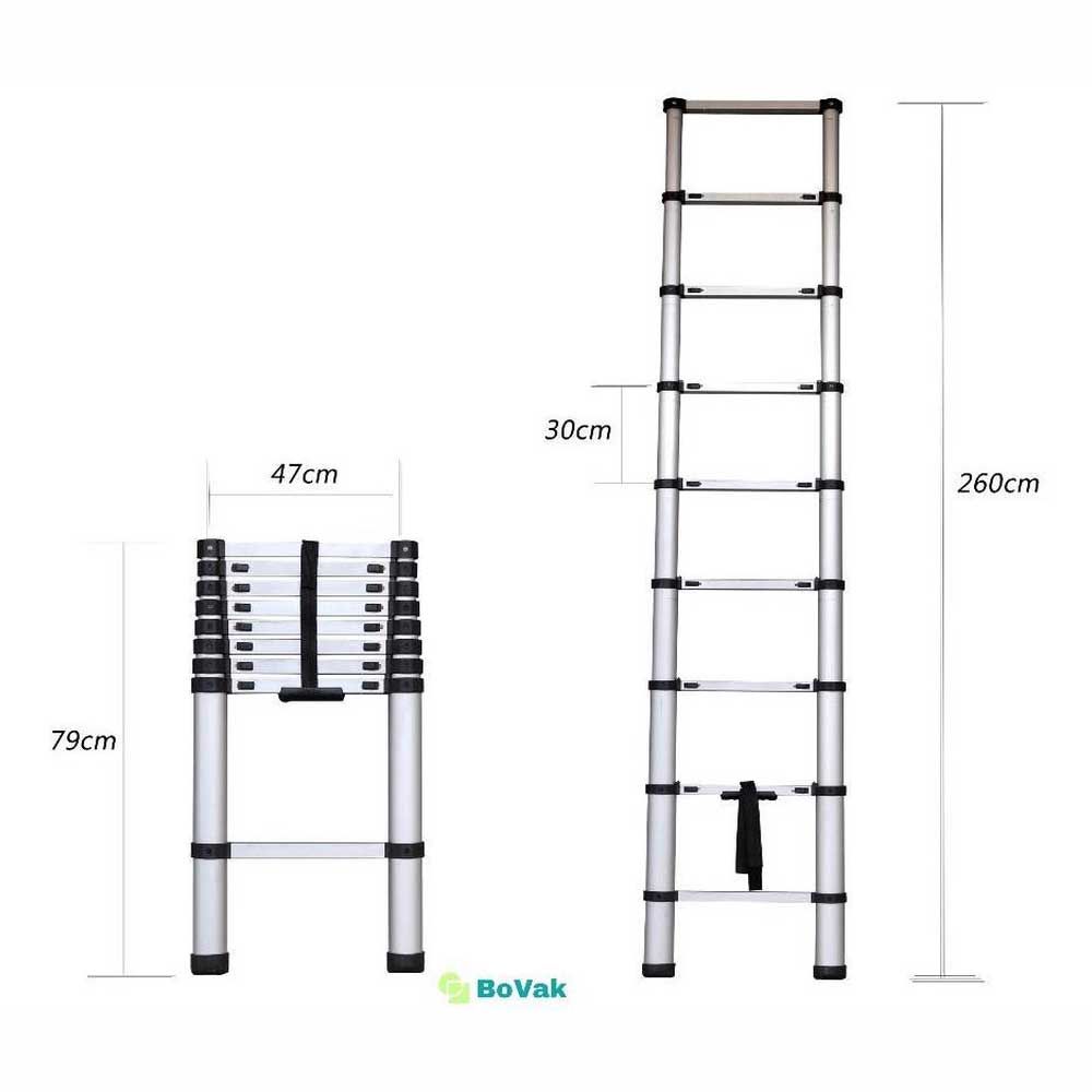 BoVak Aluminium Telescoop ladder 2.6m