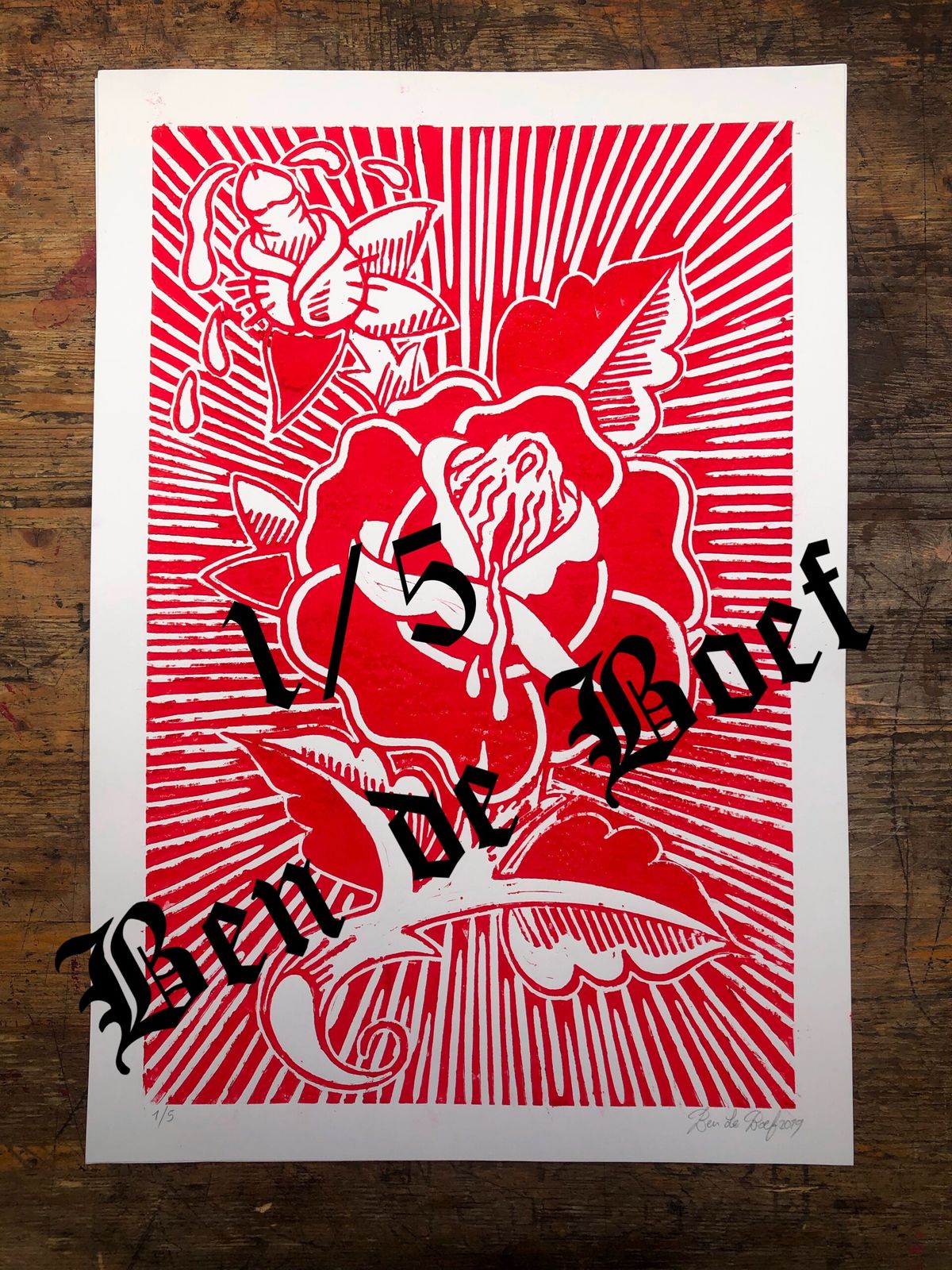 Pussy rose lino