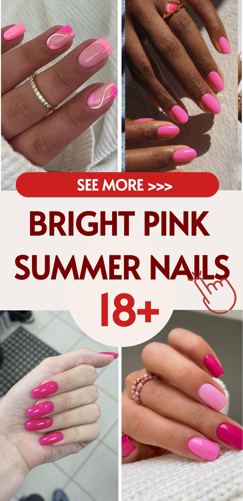 Best 18+ bright pink nails you must try this year