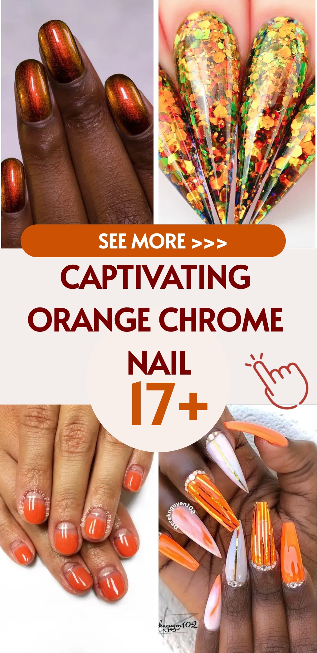 17 Captivating Orange Chrome Nail Design Ideas