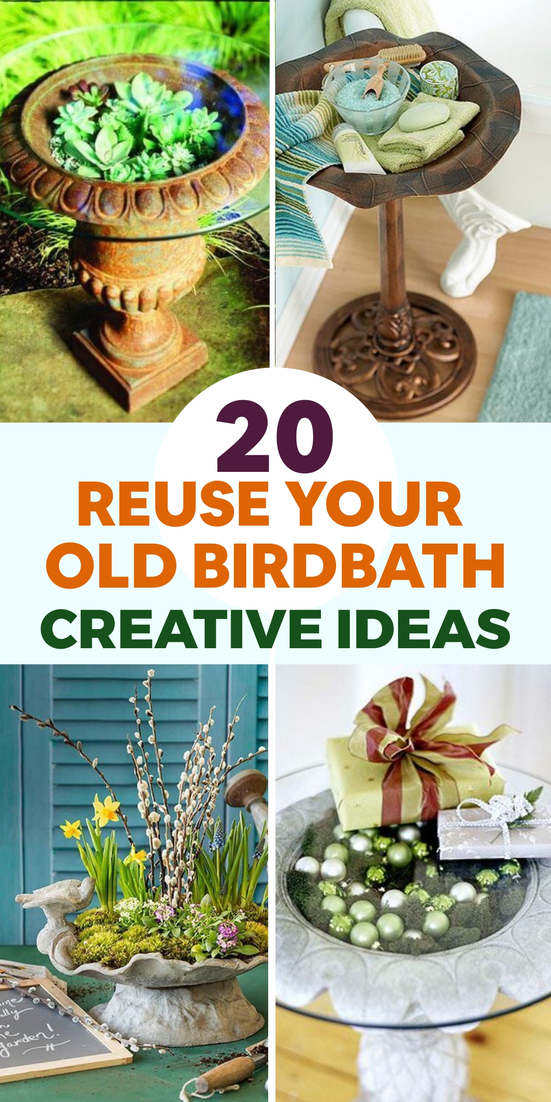 20 Brilliant Ideas To Reuse Your Old Birdbath