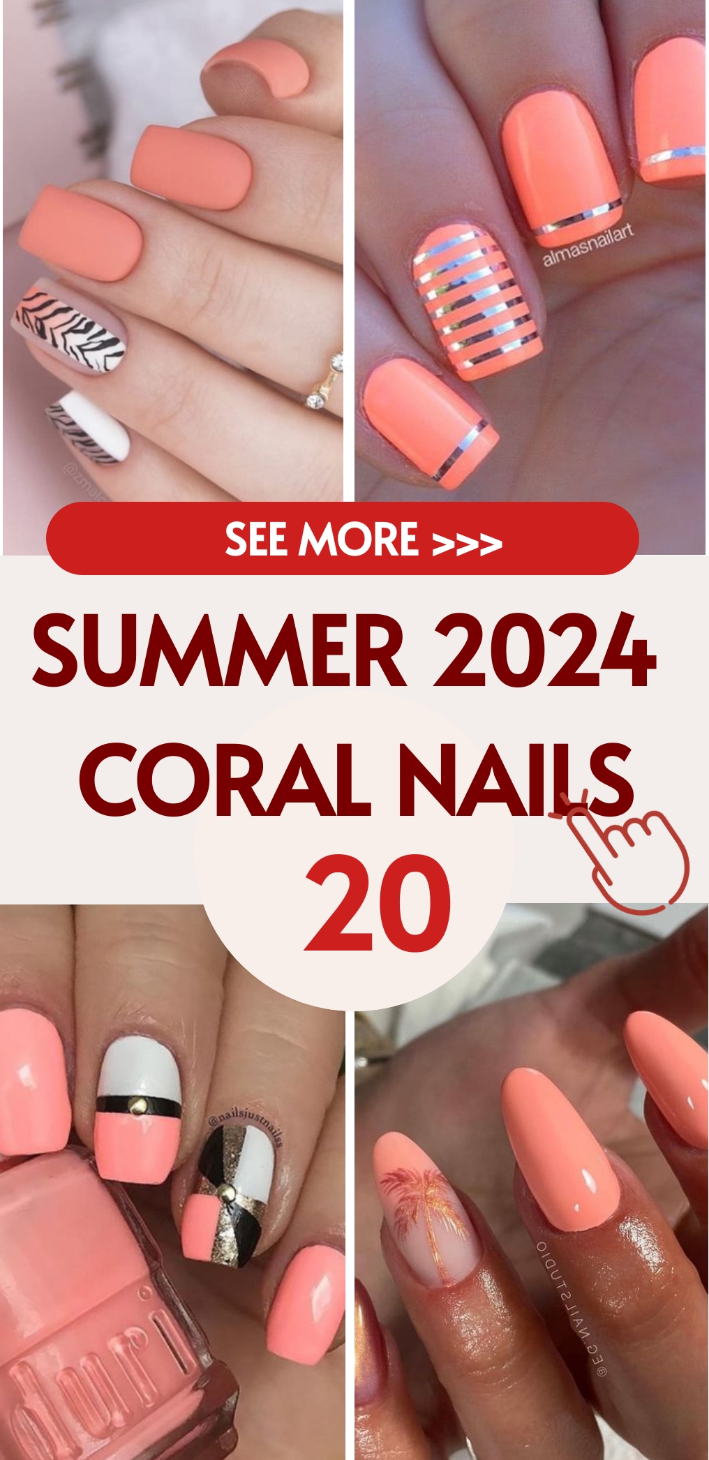 Summer Coral Nails: Bright Designs, From Neon Pink to Turquoise