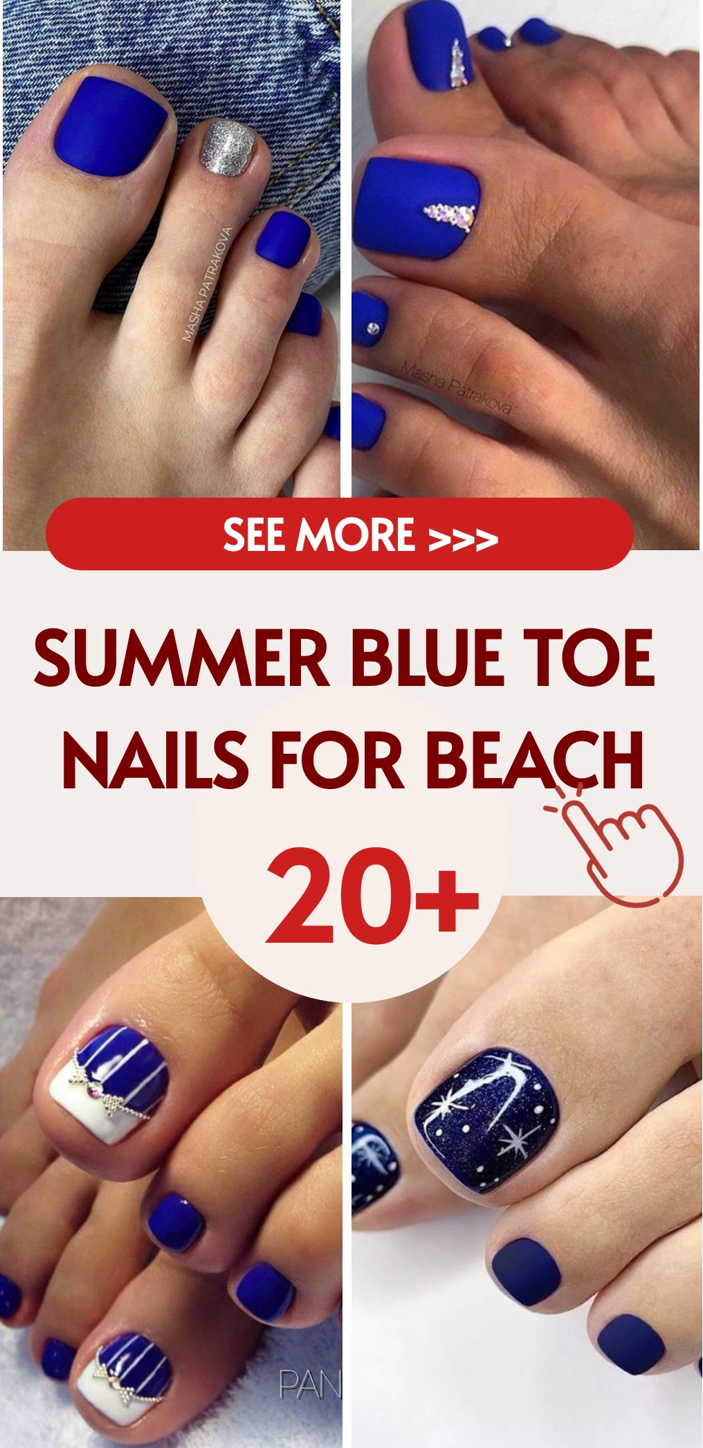 2024 Trendy Summer Blue Toe Nail Designs for Beach & Holiday Vibes
