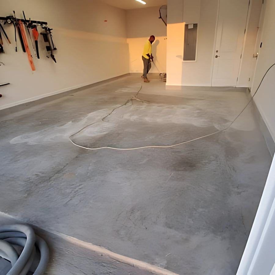Charleston garage before coating, bare concrete