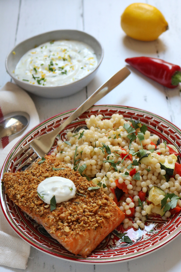 Egyptian Crusted Salmon with Couscous