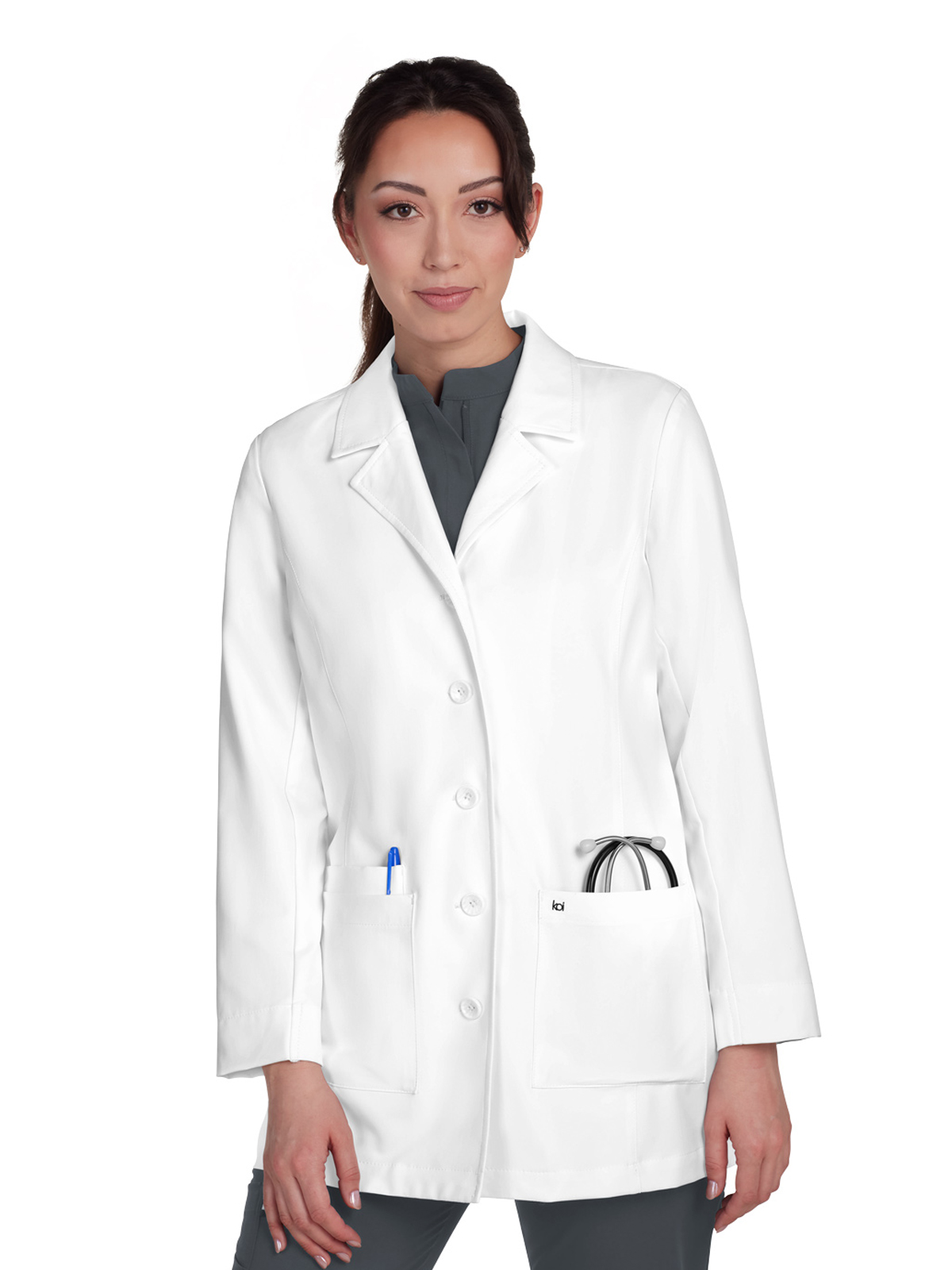 koi - Essentials - Women's Three-Pocket Button-Front 31.5" Hema Lab Coat
