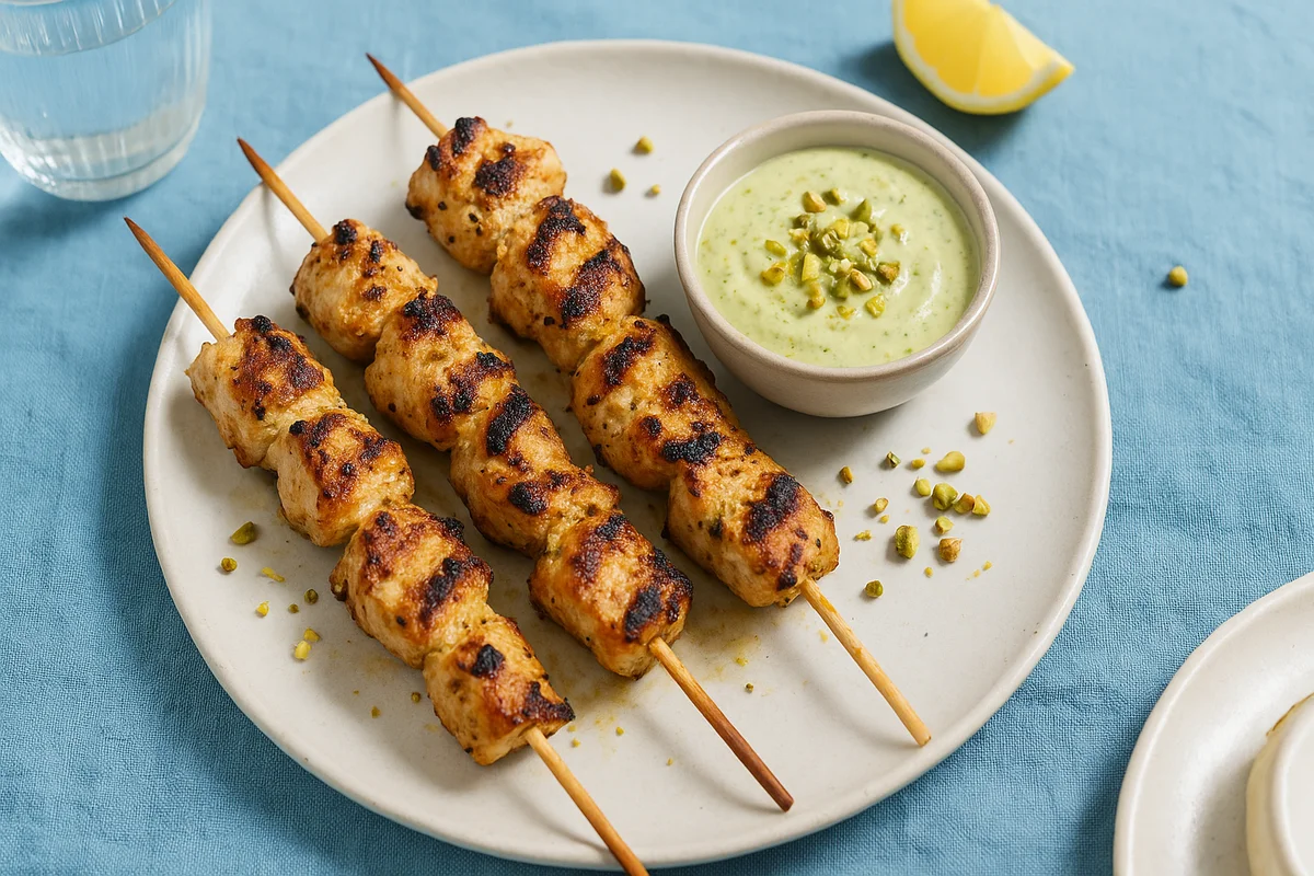 Kippenspiesen met Pistache-Yoghurtsaus