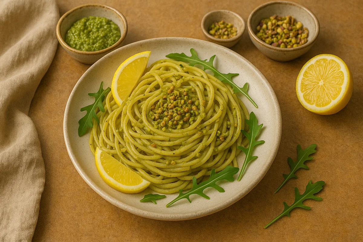 Pistache-Pesto Pasta met Citroen & Rucola