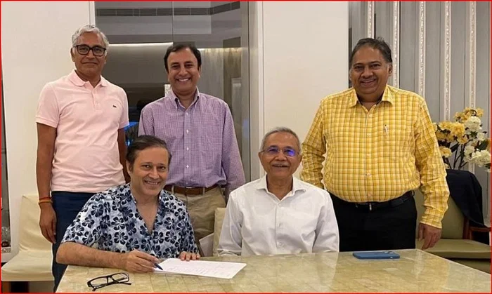 Three key men who were present at the historic Times Group MoU signing