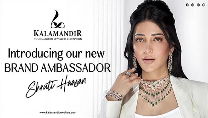 Shruti Haasan is brand ambassador of Kalamandir Jewellers