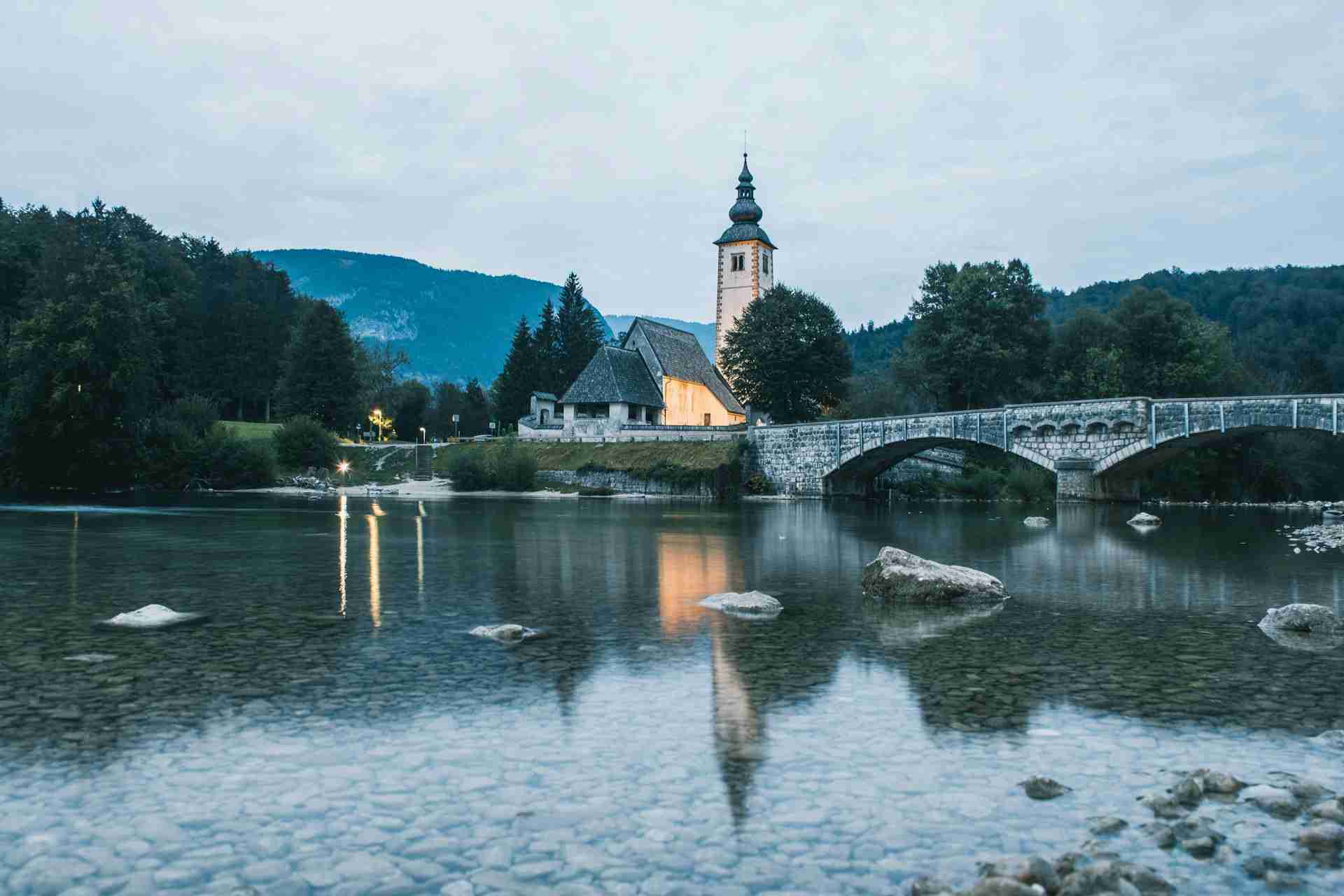 St. John the Baptist’s Church and Lake Bohinj by Žan Janžekovič