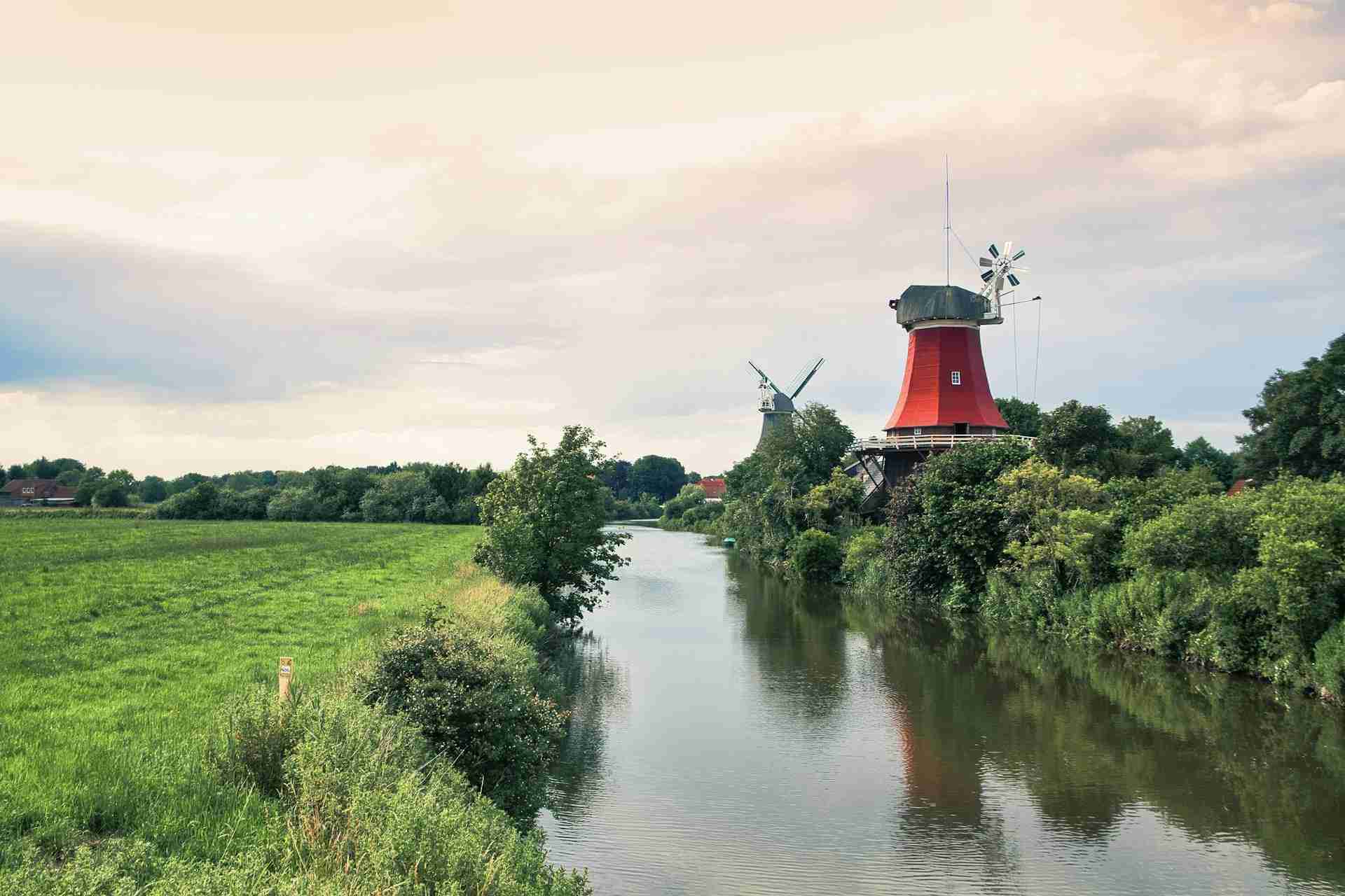 Greetsiel Twin Windmills by Burkhard Kaufhold