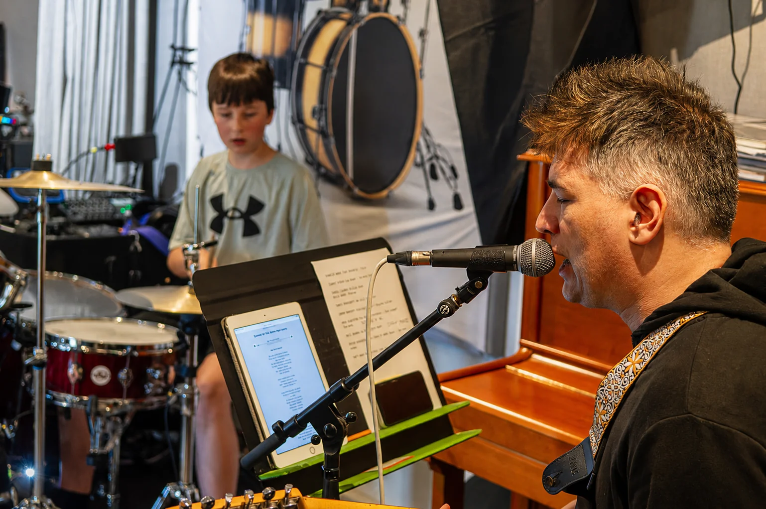 A band workshop session at Planet drum