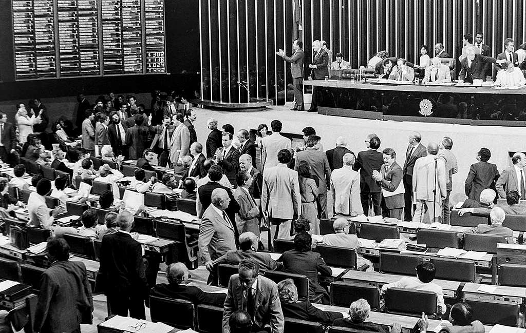 Sessão da assembleia constituinte que aprovou o capítulo de meio ambiente da Constituição Federal