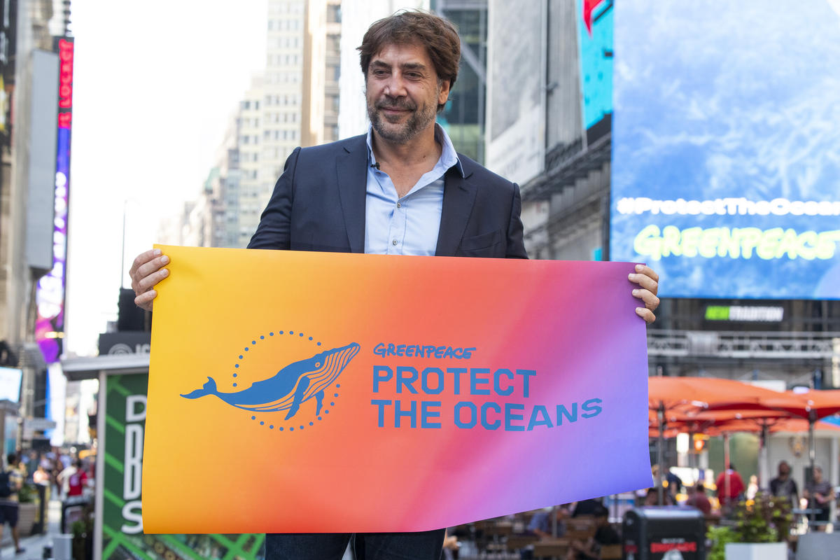 Javier Bardem Campaigns for Global Ocean Treaty in New York. © Jason Miczek / Greenpeace