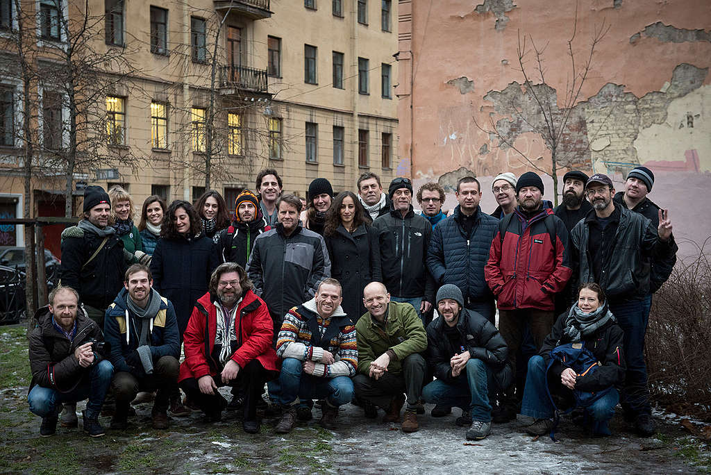 Arctic 30 Activists in St. Petersburg. © Dmitry Sharomov / Greenpeace