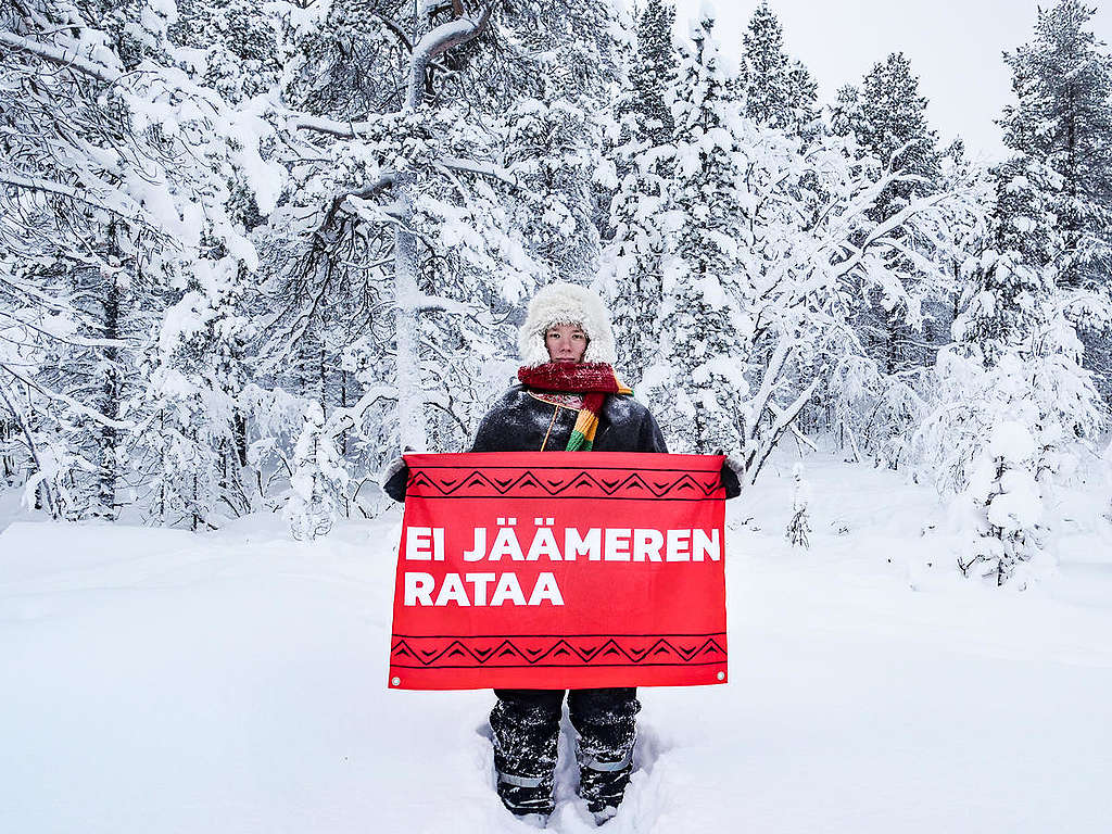 Sámi Reindeer Herders Oppose Railroad Construction in Finland © Jani Sipilä / Greenpeace 