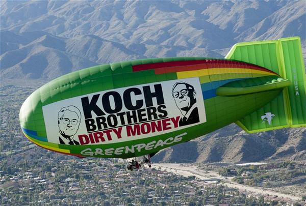 Airship Protests Koch Brothers Meeting