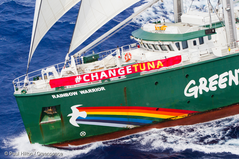 Rainbow Warrior in the Pacific Ocean