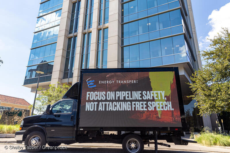Energy Transfer Explosion Billboard Truck in Dallas