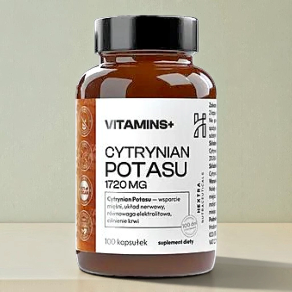 CYTRYNIAN POTASU 1720 mg - 100 kapsułek - wsparcie równowagi elektrolitowej