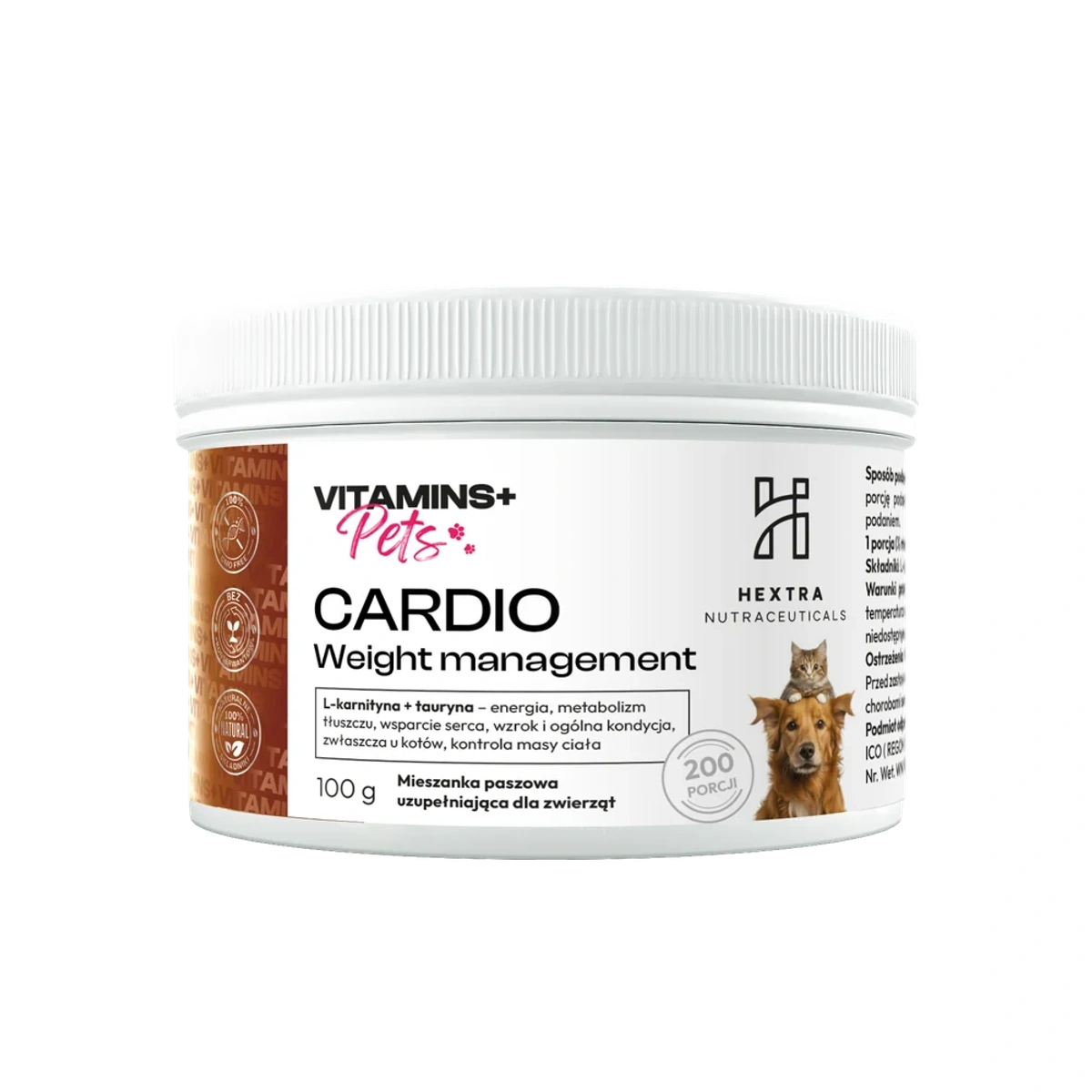 CARDIO Weight management 100 g PETS- L-KARNITYNA + TAURYNA dla zwierząt na