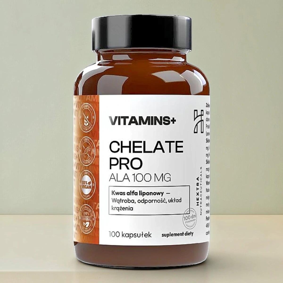 ALA 100 mg 100 kapsułek CHELATE PRO | protokół cutlera| kwas alfa-liponowy
