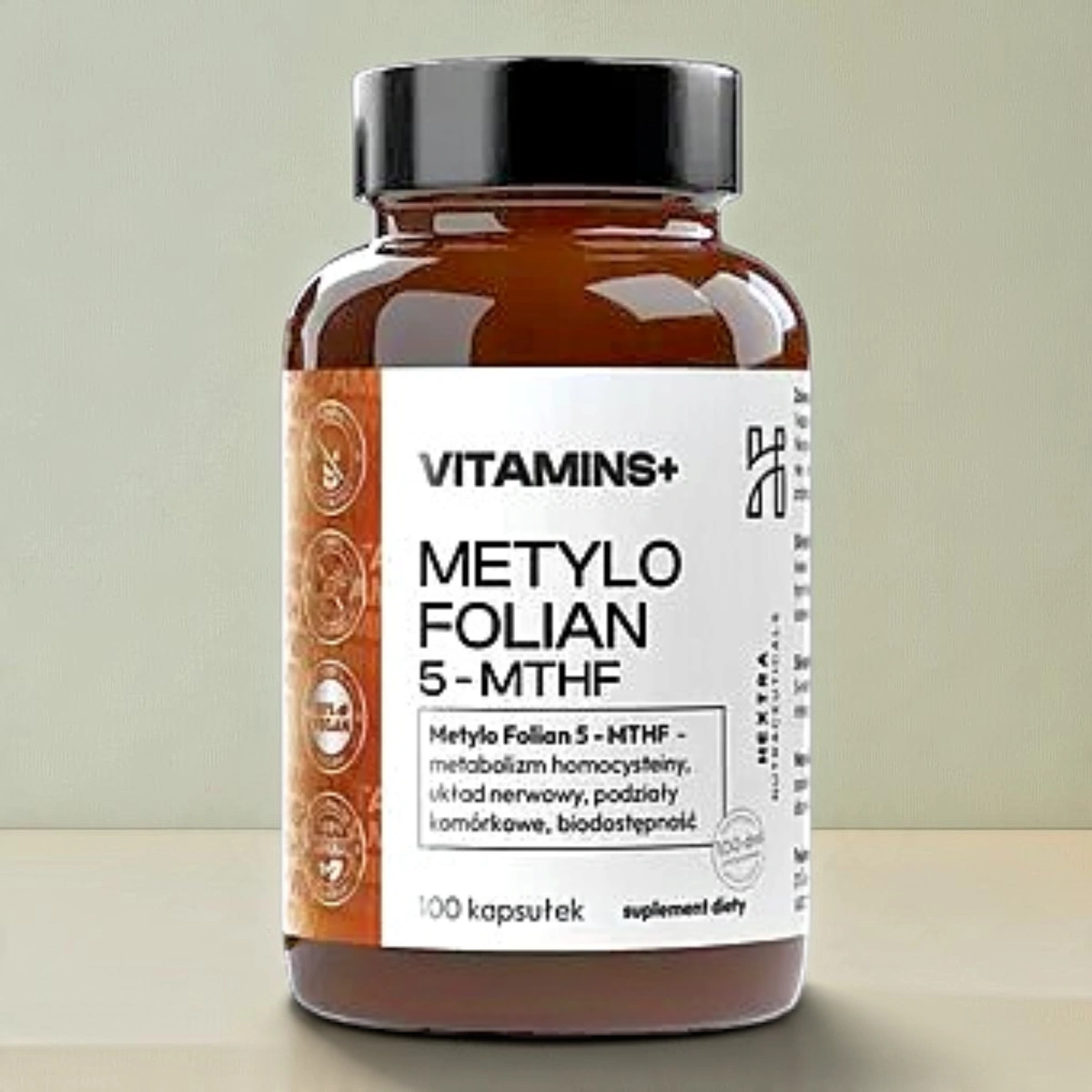 Kwas foliowy 1000 μg (B9) Methylo FOLIAN 5-MTHF, 100 kapsułek