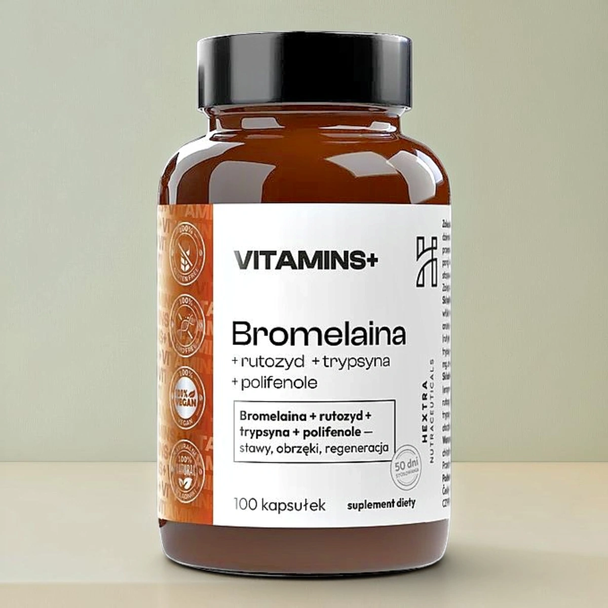 Bromelaina + rutozyd + trypsyna + polifenole 100 kaps. - stawy, obrzęki, re