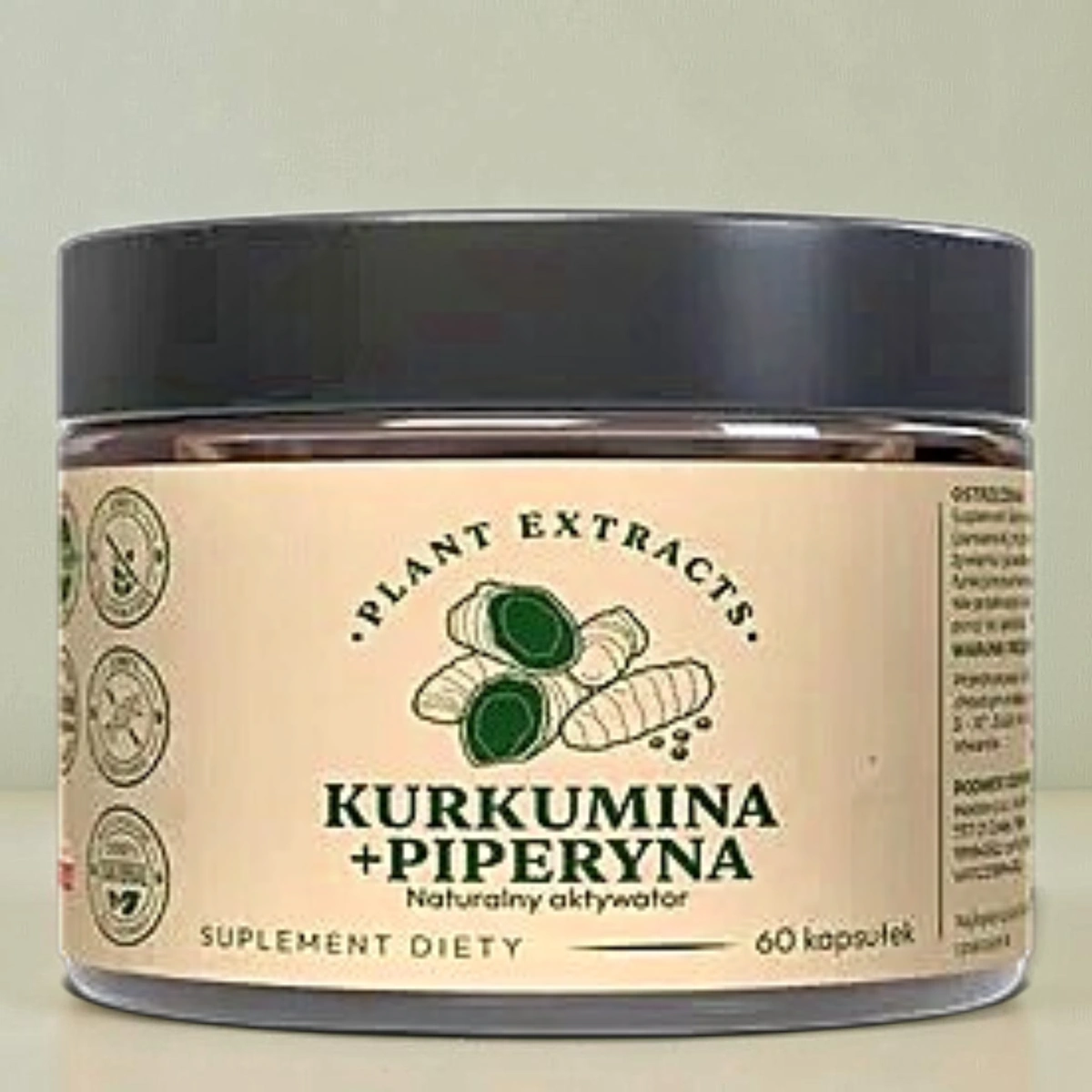 KURKUMINA + PIPERYNA: naturalny aktywator, 60 kapsułek VEGAN