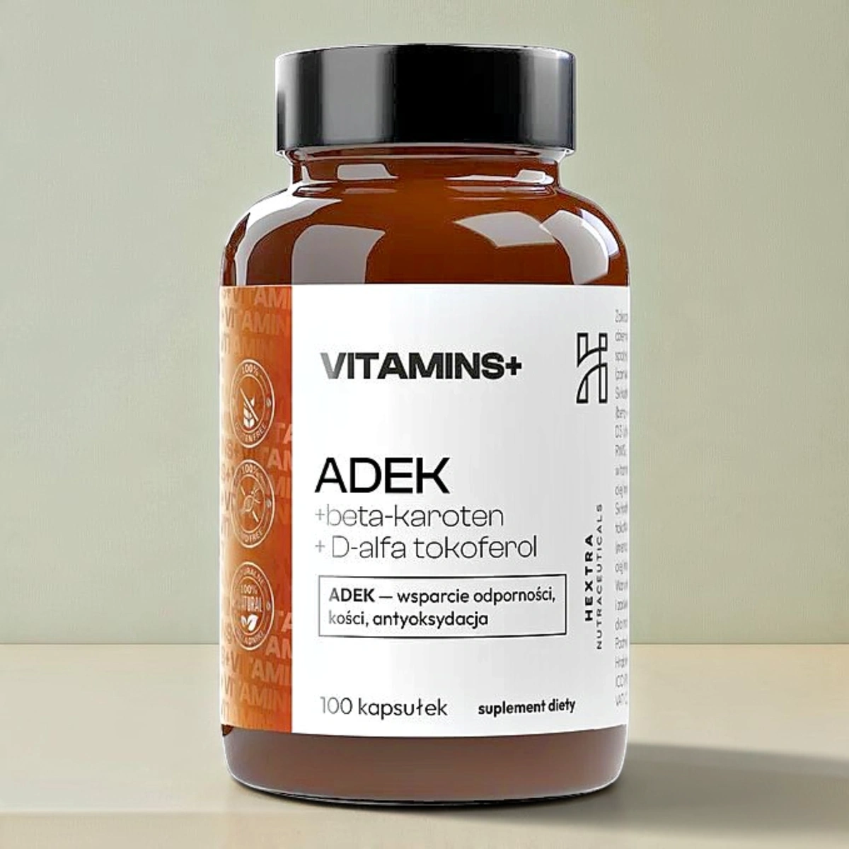 ADEK + beta-karoten + D-alfa tokoferol 100 kaps. | Hextra Vitamins+