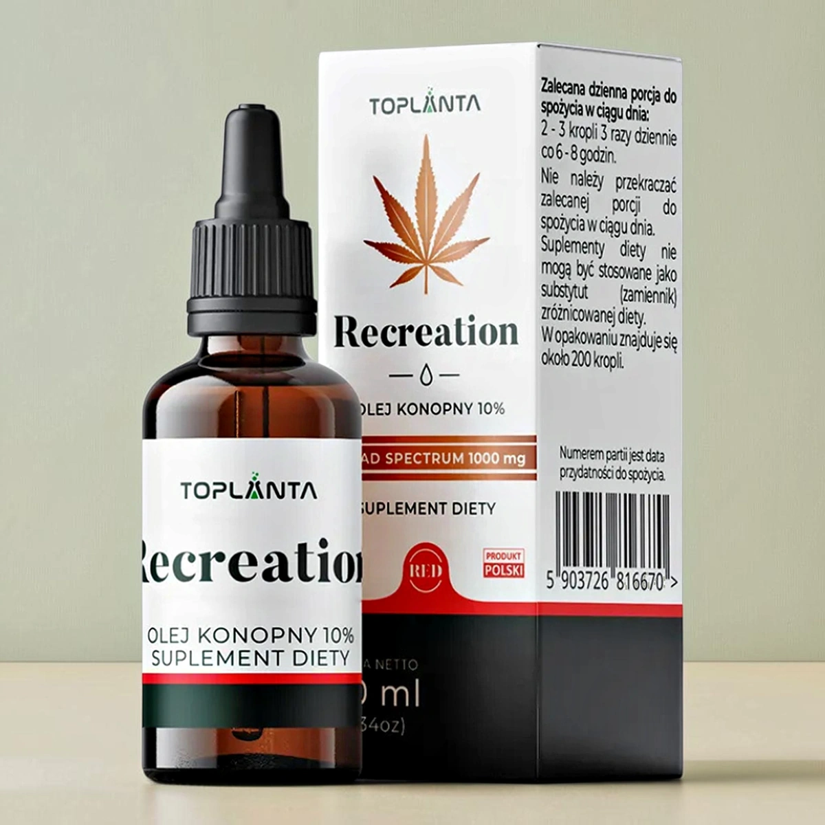 10% RED Recreation olej konopny 10 ml Toplanta