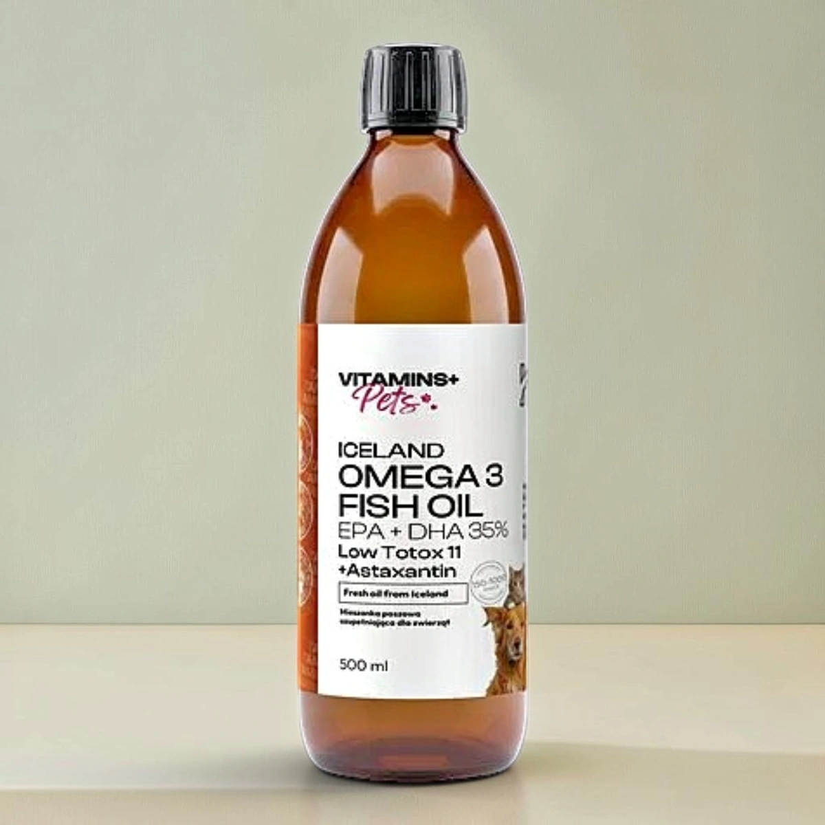 OMEGA 3 FISH ICELAND 500 ml, olej z łososia + witamina D i E dla zwierząt