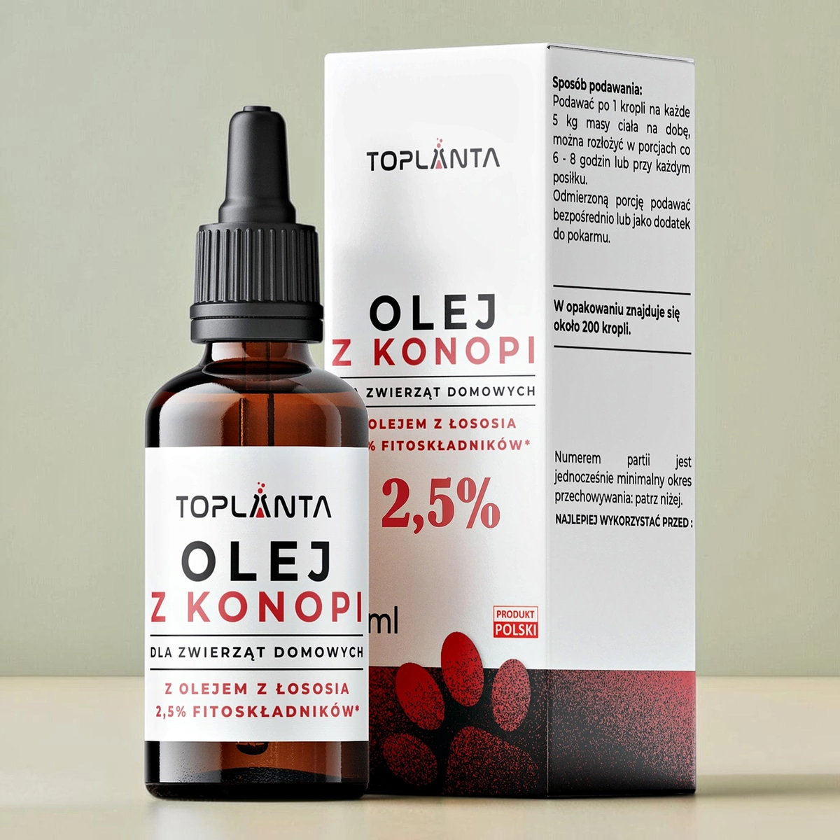 ToPlanta Olejek konopny 2,5% dla psów i kotów z olejem z łososia