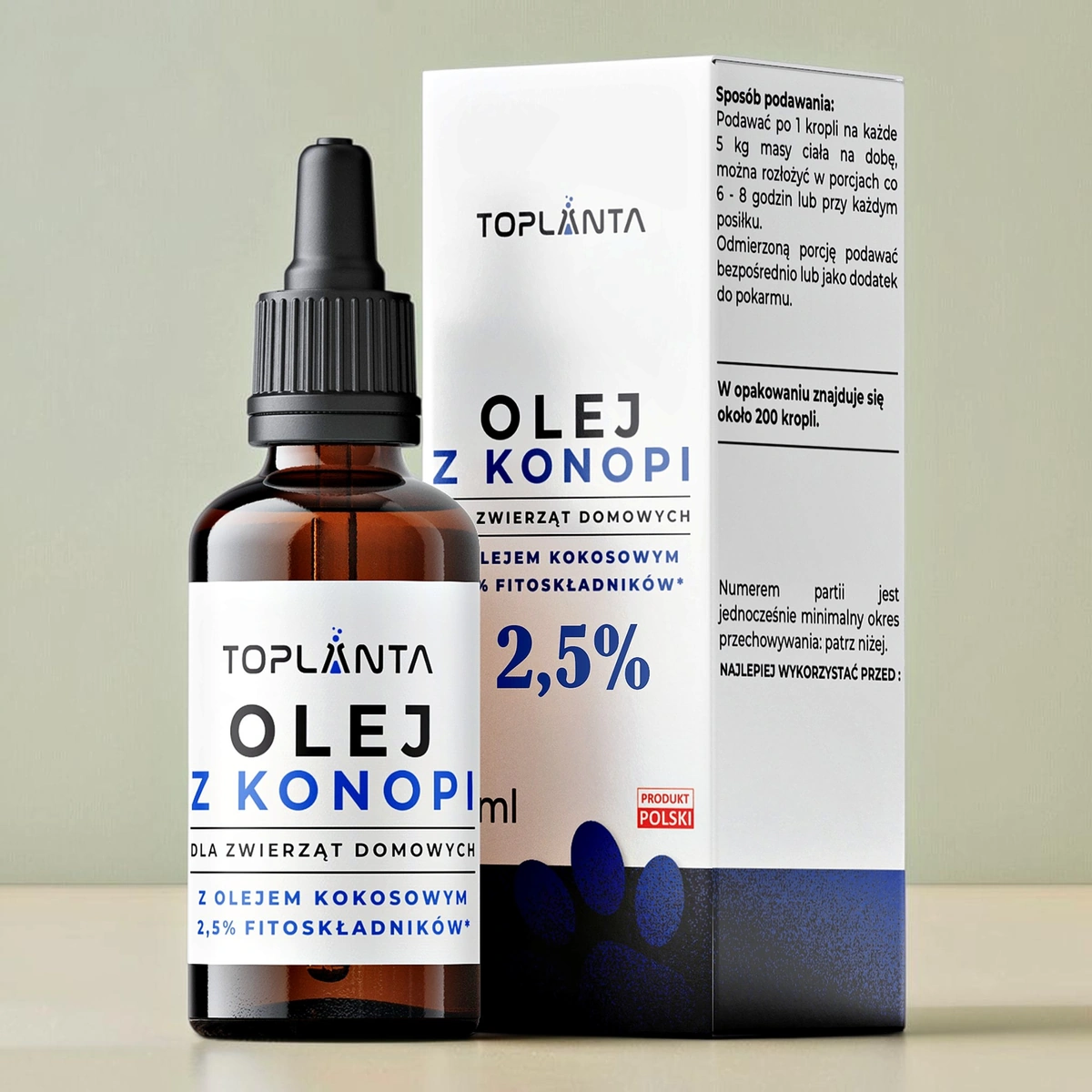 ToPlanta olejek konopny 2,5% dla zwierząt z olejem MCT 10 ml