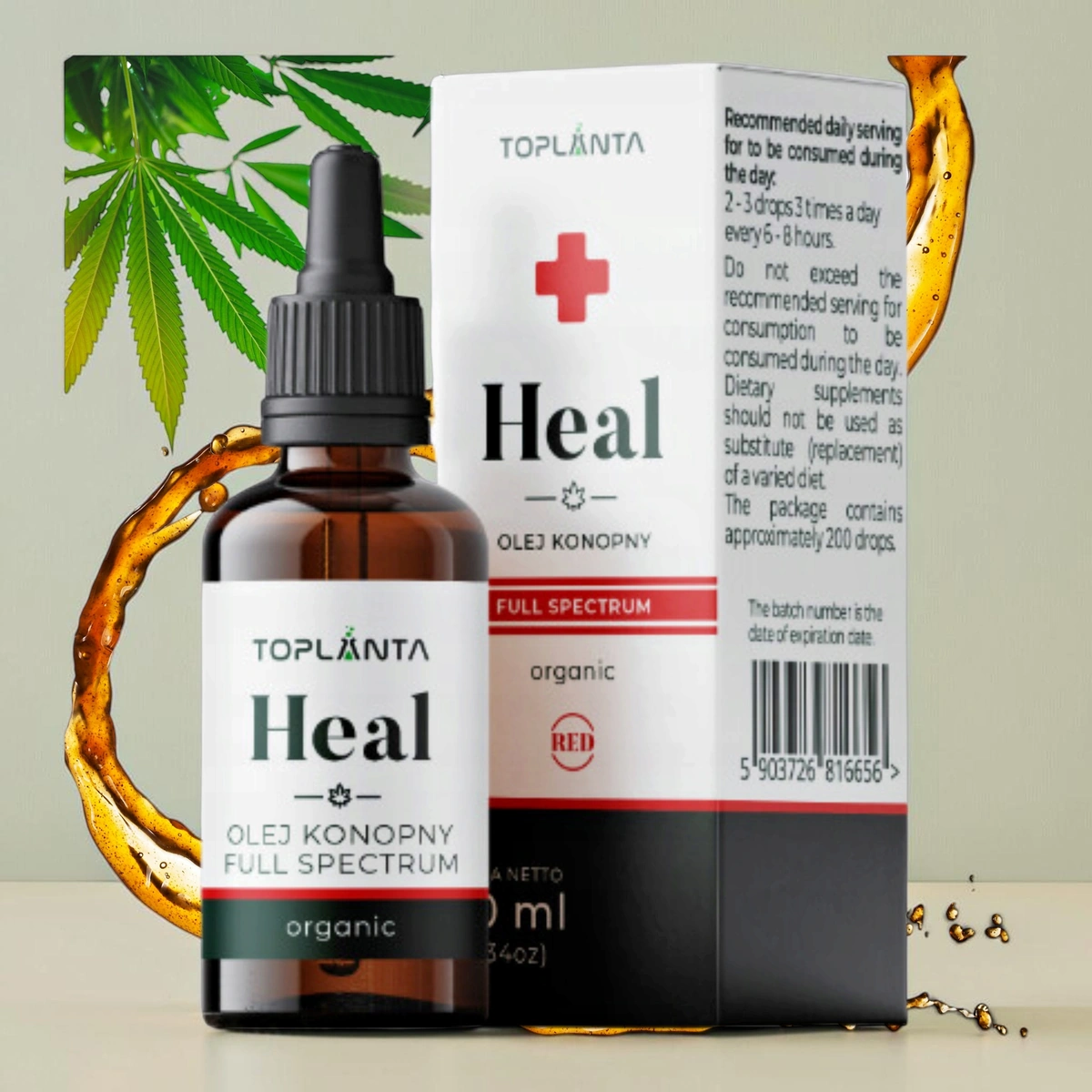 ToPlanta Olej konopny 15% Heal RED, 10 ml