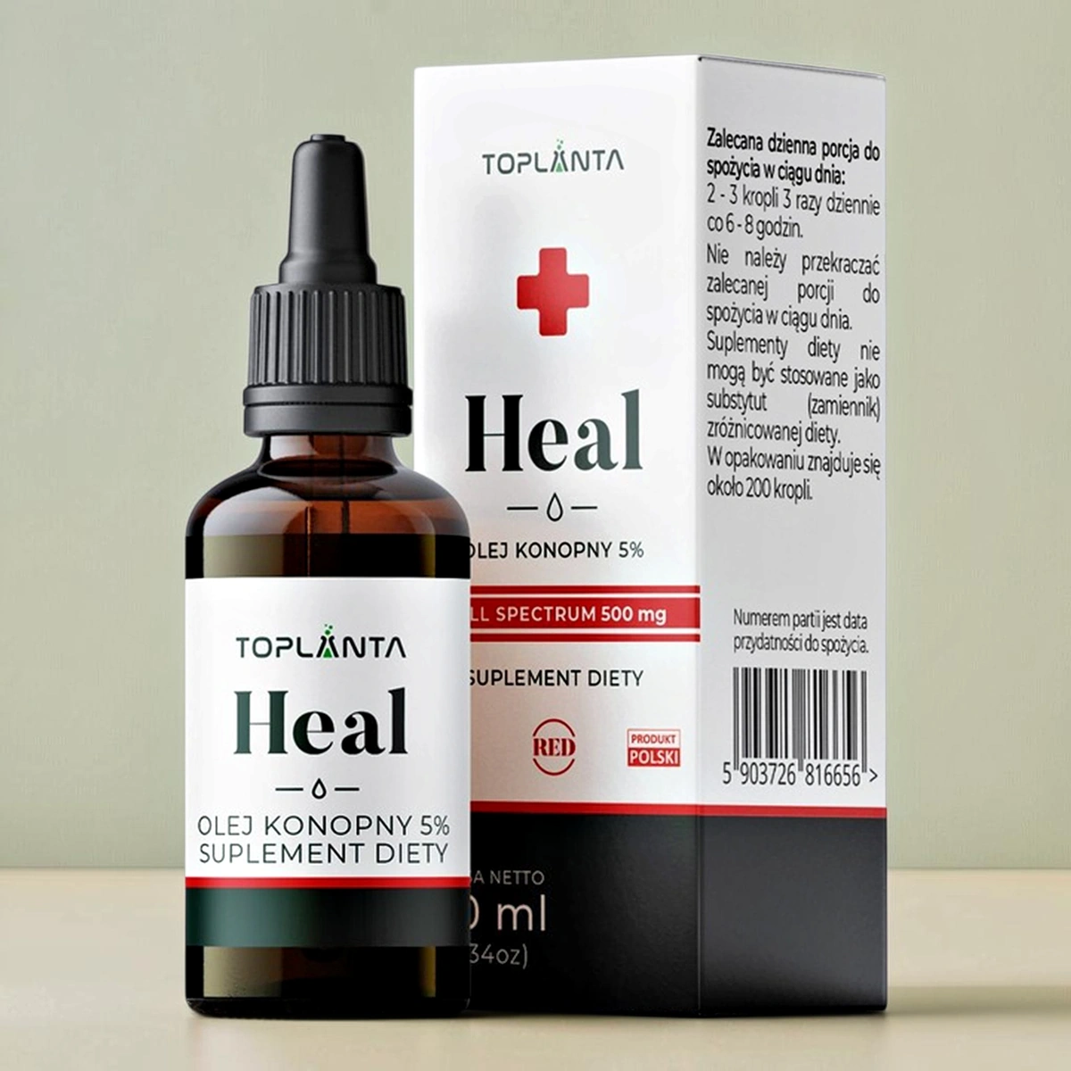 ToPlanta Olej konopny 5% Heal RED, 10 ml