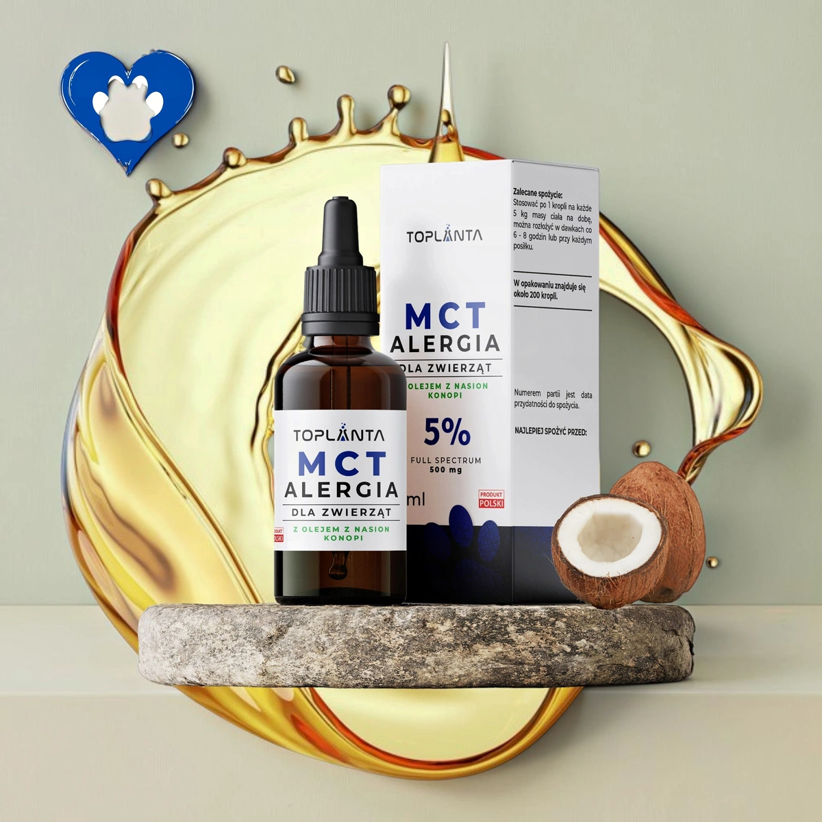 CBD 5% MCT ALERGIA PIES KOT ToPlanta, full spectrum, BIO