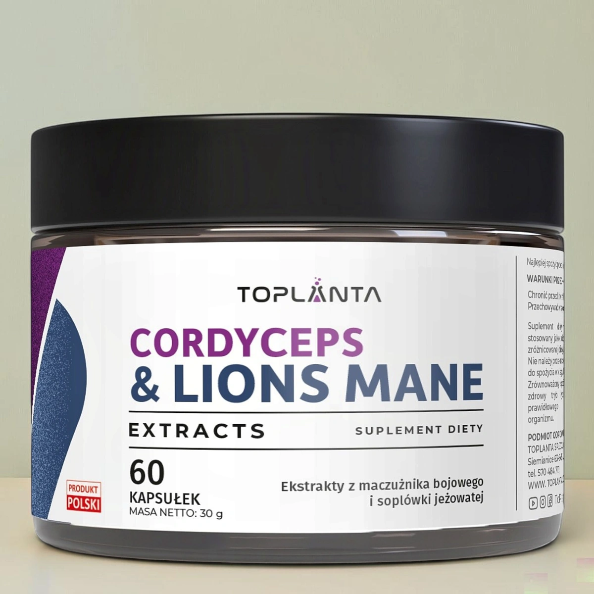 Cordyceps + Lion's Mane (Soplówka Jeżowata) Suplement Diety ToPlanta