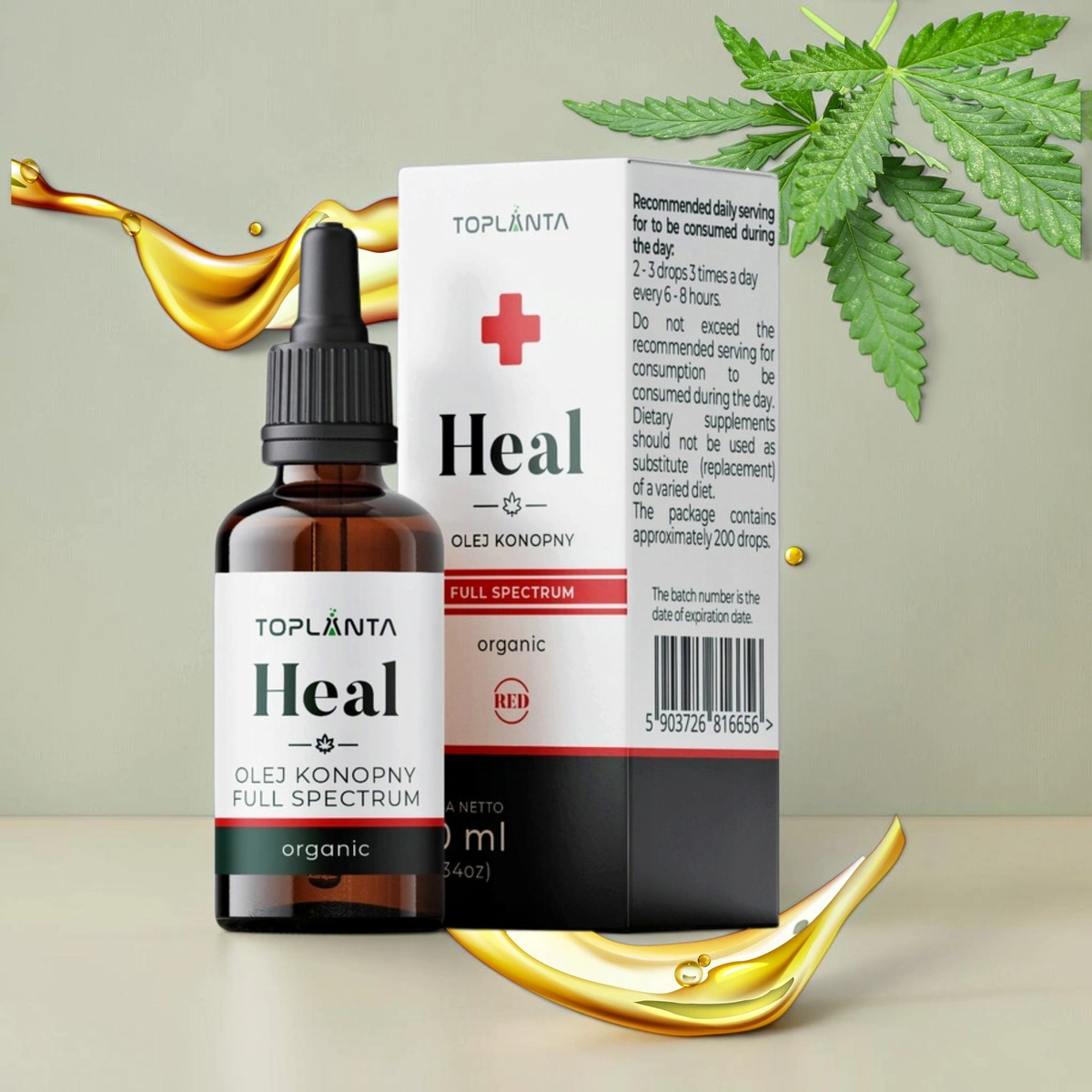Olej konopny Heal RED 20% ToPlanta - 10 ml