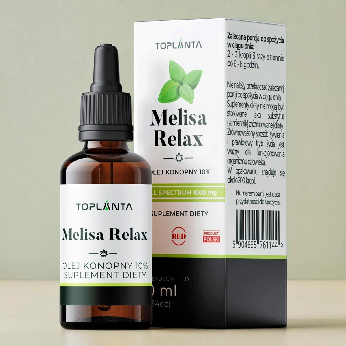 ToPlanta Melisa Relax olejek 1000 mg CBD z melisą, 10 ml