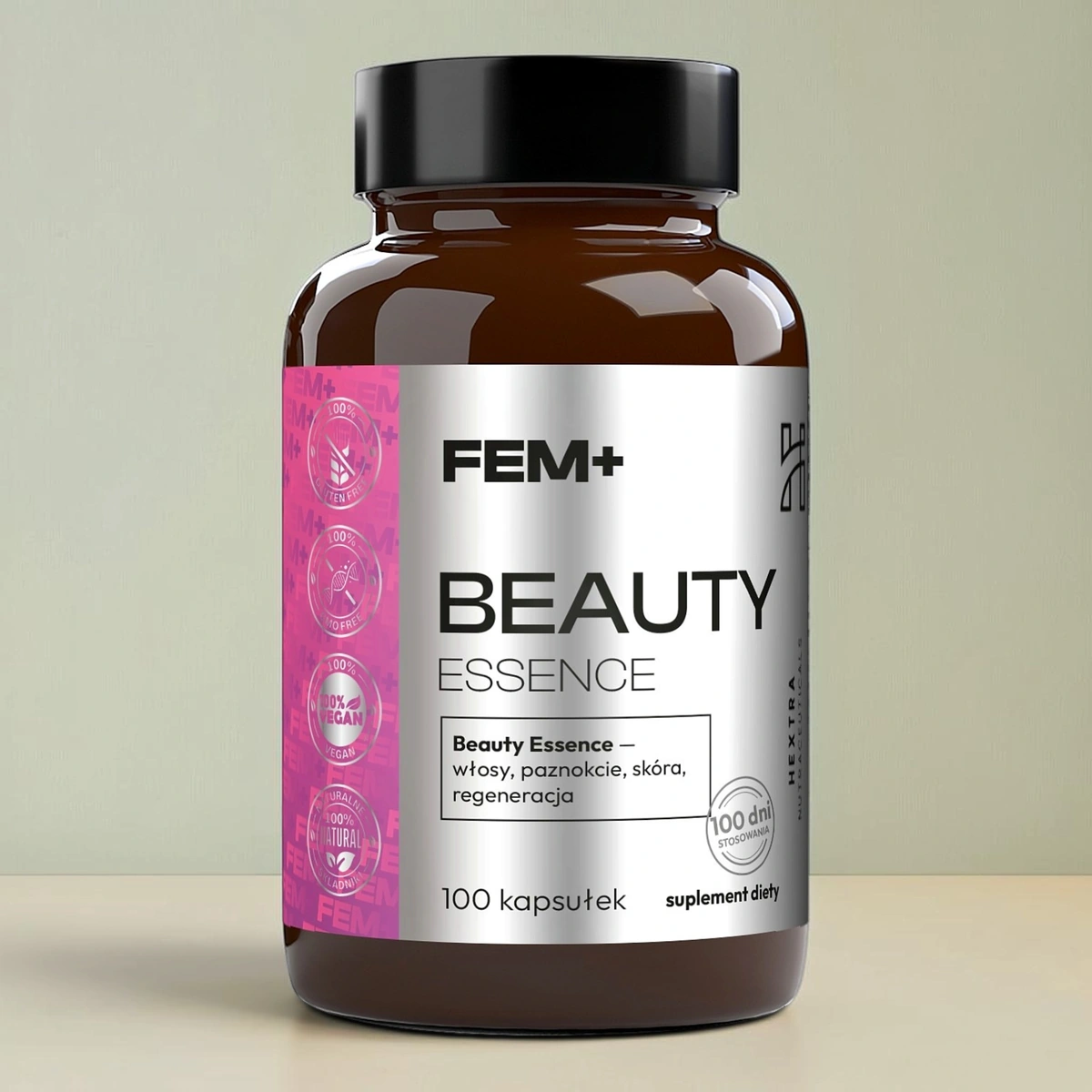 Beauty Essence 100kaps. x 500mg włosy, paznokcie, skóra Suplement Diety