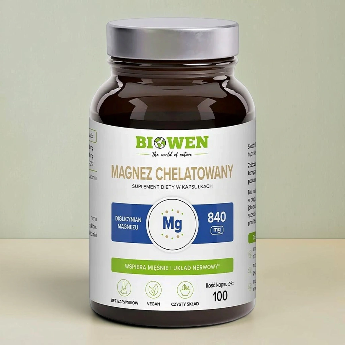 Biowen Magnez chelatowany diglicynian magnezu 840 mg 100 kapsułek