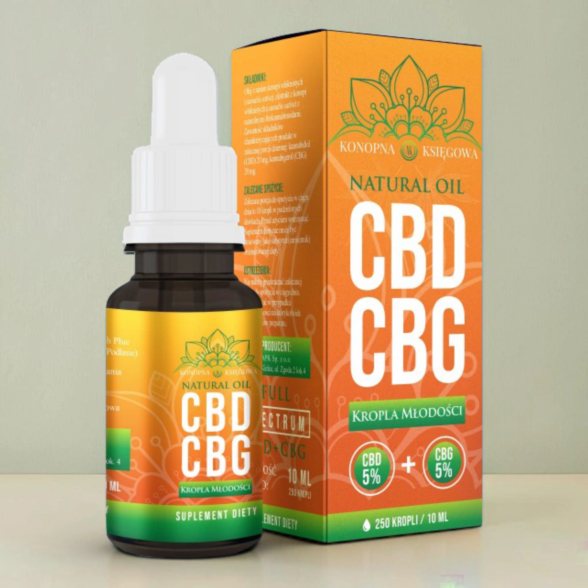 Konopna Księgowa Kropla Młodości olejek CBD 5% + CBG 5% 10 ml