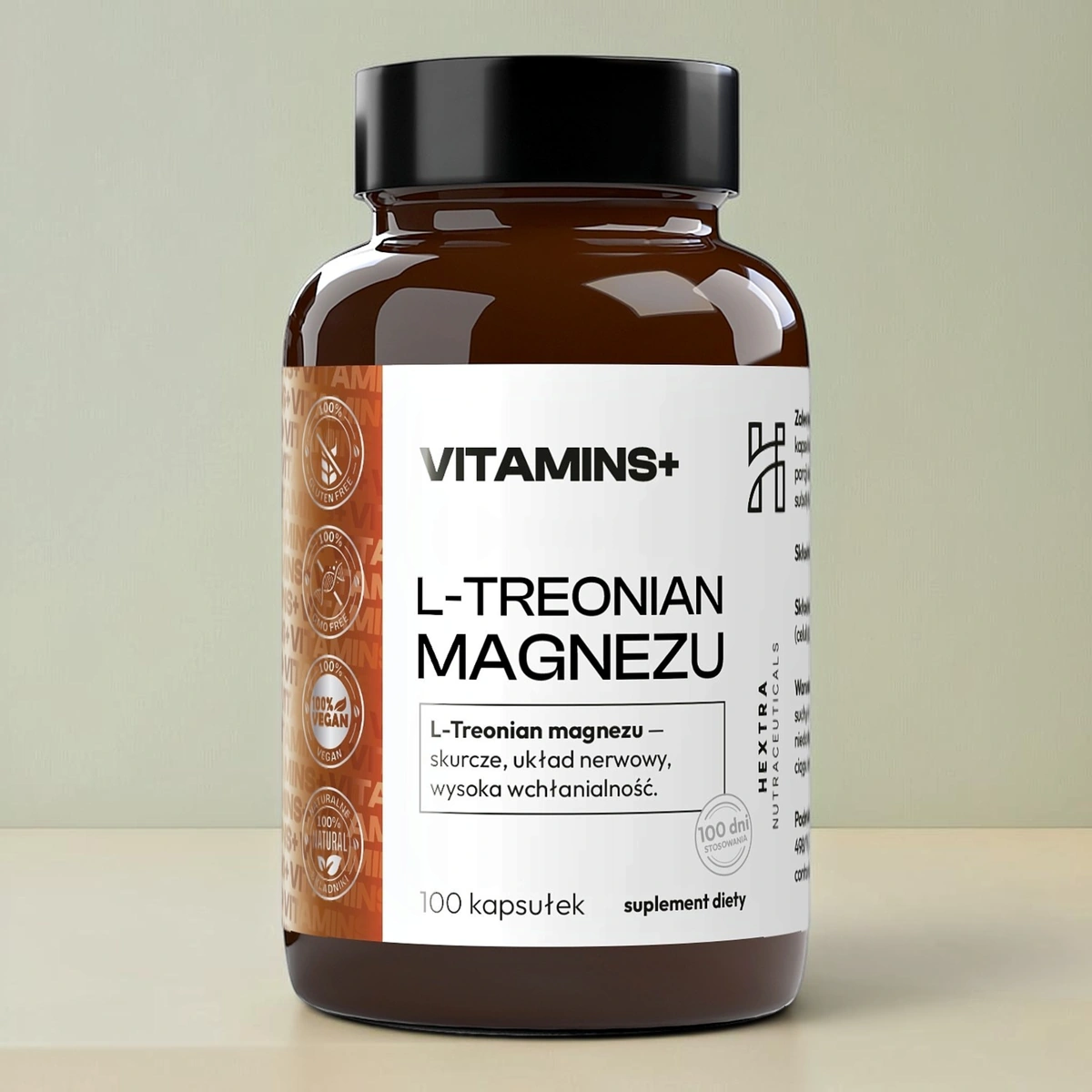 L-Treonian magnezu 500 mg, 100 kapsułek wegańskich