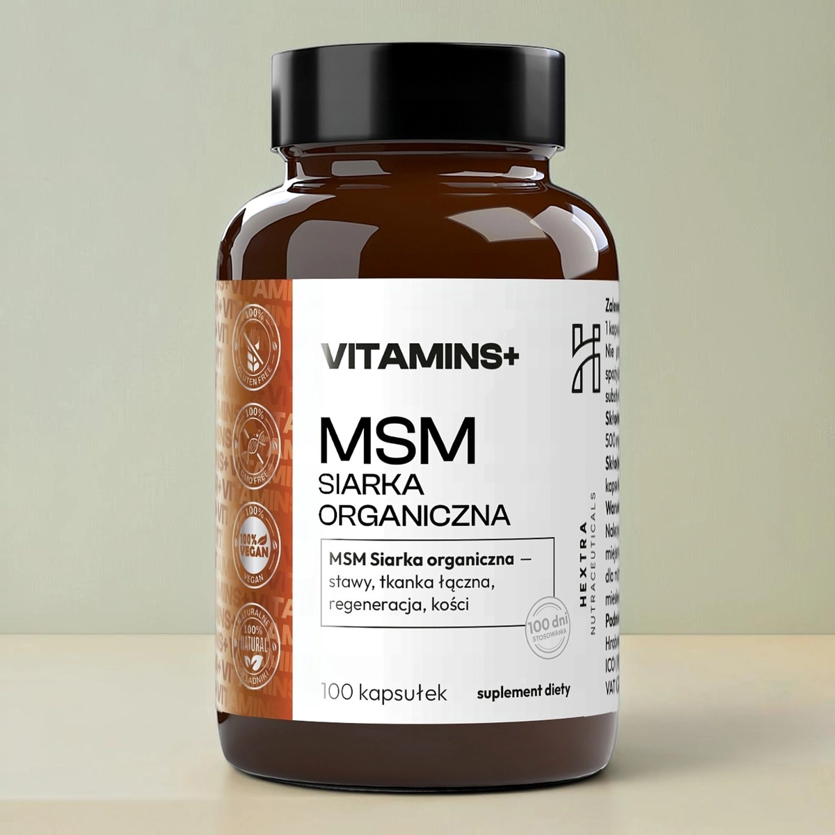 HEXTRA MSM siarka organiczna 500 mg, 100 kapsułek