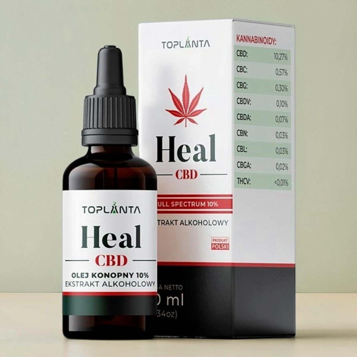 CBD 10% Heal alkoholowa ekstrakcja Certyfikat analizy Toplanta